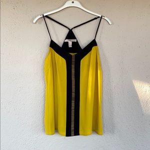 Dark Yellow spaghetti strap tank top w gold beads